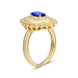 FANCIME „Retro Romance“ Vintage-Ring aus Sterlingsilber mit ovalem Schliff und Geburtsstein für September