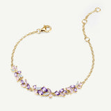 „Wisteria Whisper“ Flower Bar Armband aus rosa Turmalin und Silber