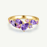 „Wisteria Whisper“ Blumenring aus Amethyst und Silber