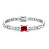 FANCIME „Axis“ Radiant Cut July Birthstone Rubin Sterling Silber Tennisarmband