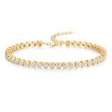 FANCIME "Orbit" Klassisches Tennisarmband aus Sterlingsilber mit Lünette und verstellbarer Kette