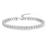 FANCIME "Orbit" Klassisches Tennisarmband aus Sterlingsilber mit Lünette und verstellbarer Kette