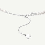 Pink Guardian Heart Silver Necklace With Pearl Chain