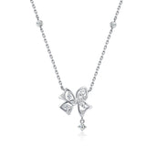 FANCIME „Blooming Bow“ Schmetterlings- und Blumenschleifen-Halskette aus Sterlingsilber
