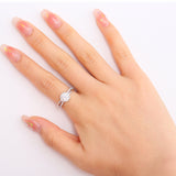 FANCIME Ring aus Sterlingsilber mit rundem Moissanit-Schliff
