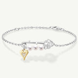 Rose Pin Pearl Silver Bracelet