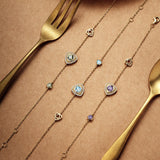 Trinity Textured Silver Bracelet in Created Aquamarine