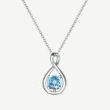 "Infinite Embrace" Geburtsstein März Aquamarin Unendlichkeits-Symbol Sterlingsilber Anhänger Halskette - Silber