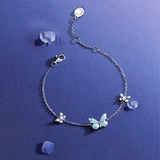 FANCIME "Starlight Butterfly" Luminous Enamel Sterling Silver Bracelet