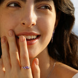 “Wisteria Whisper” Flower Pink Tourmaline Silver Ring