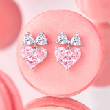 FANCIME „Bow For Princess“ Ohrringe in Rosa Herzform aus Sterlingsilber 