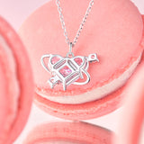 FANCIME "Sweetheart" Pink Planet Sterling Silver Necklace