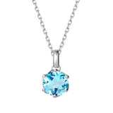 FANCIME „Everbloom“ Anhänger aus 14-karätigem Weißgold mit Aquamarin-Geburtsstein und Sterlingsilberkette