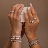 FANCIME „Axis“ Herzförmiger Tennisarmband aus Sterlingsilber