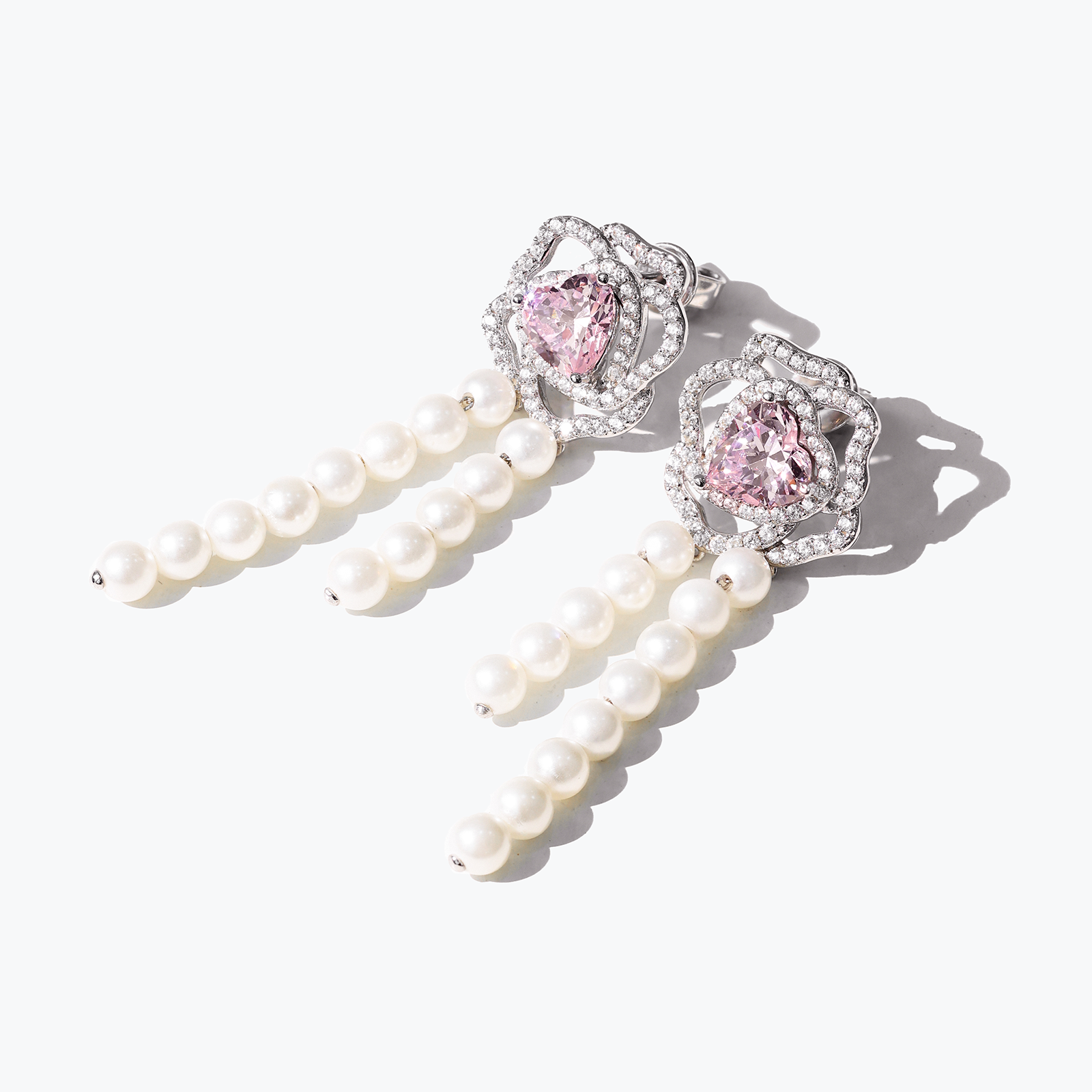 FANCI ME "Rose Amour" Sterling Silver Pearl Threader Earrings Main