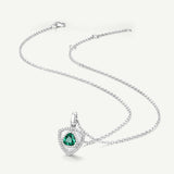 Trinity Textured Silver Necklace in Created Emerald