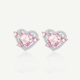 Pink Guardian Heart Silver Earrings