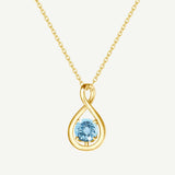 „Unendliche Umarmung“ März Geburtsstein Aquamarin Unendlichkeits-Symbol Sterling Silber Anhänger Halskette – Gold