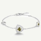 Trinity Textured Silver Bracelet in Created Peridot