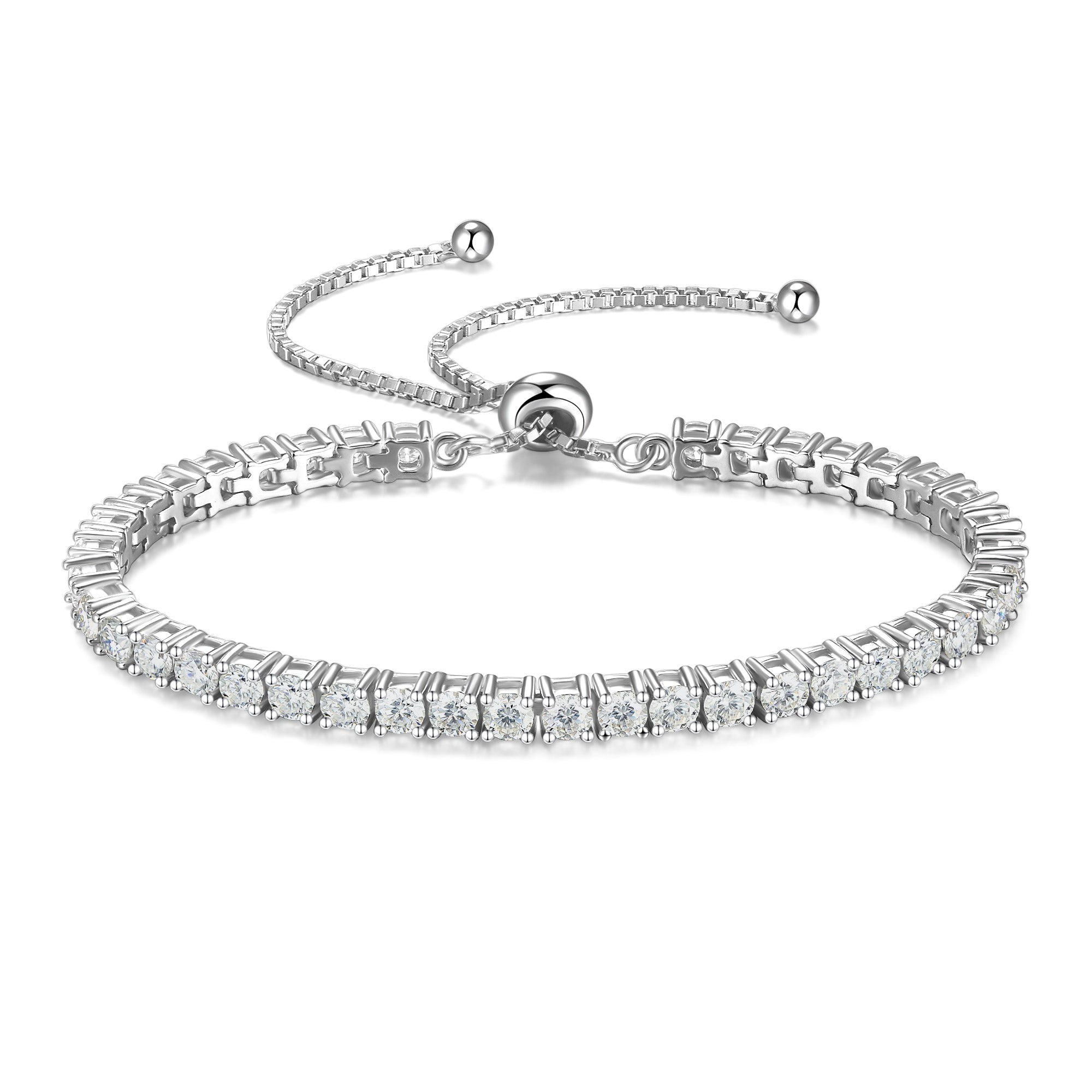 FANCIME „The One“ Moissanit-Bolo-Tennisarmband aus Sterlingsilber 