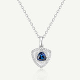 Trinity Textured Silver Necklace in Created Sapphire