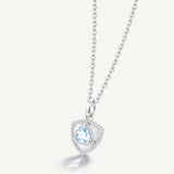 Trinity Textured Silver Necklace in Created Aquamarine