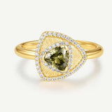 Trinity Textured Silver Ring in Created Peridot