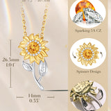 FANCIME „My Sunshine“ Sonnenblumen-Citrin-Geburtsstein-Drehhalskette aus Sterlingsilber