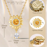 FANCIME「My Sunshine」ひまわりドロップ シトリン 誕生石 回転式スターリングシルバーネックレス
