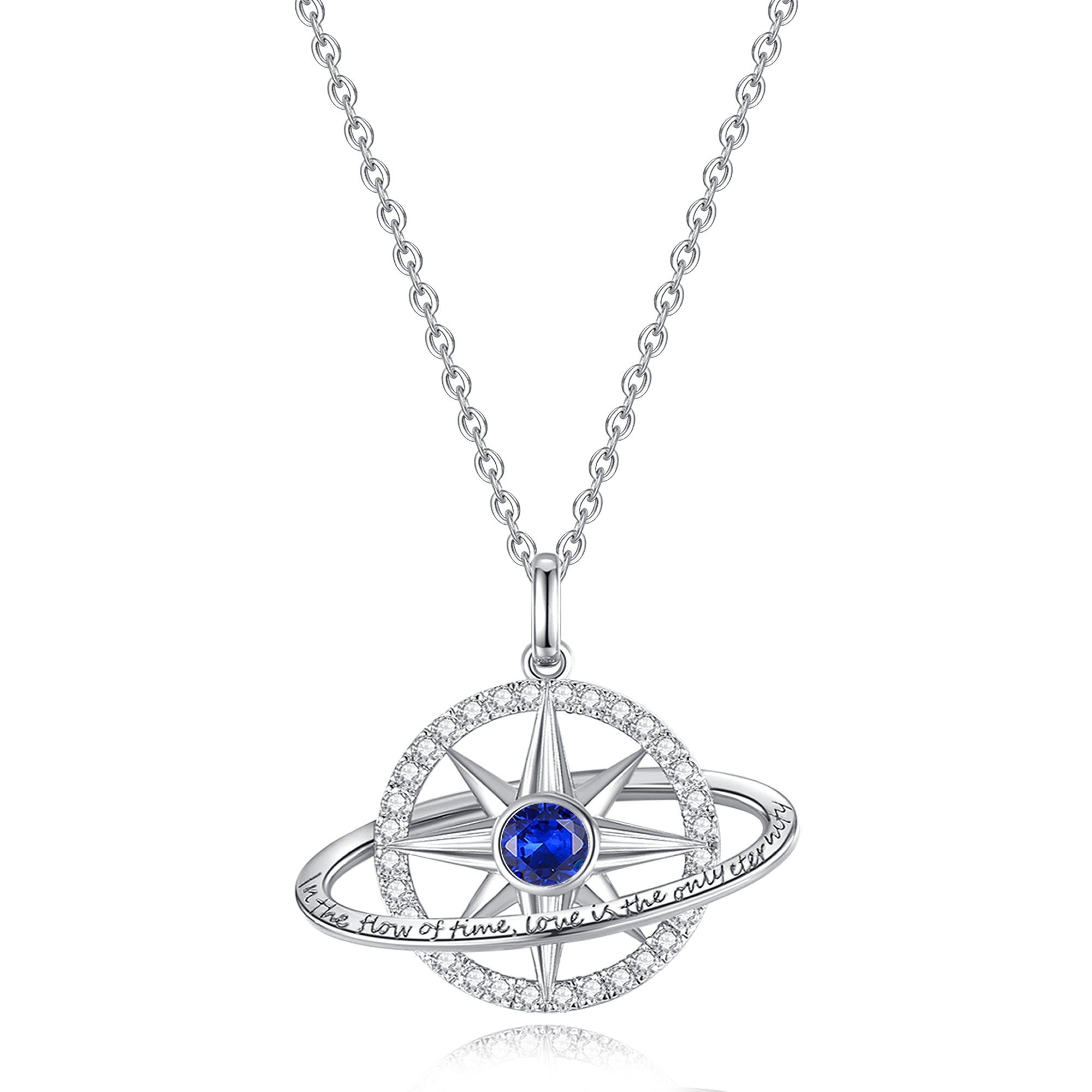 FANCIME „Stellar Promise“ Saphir-Halskette aus Sterlingsilber mit Geburtsstein September (Saphir)