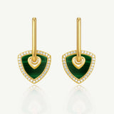 Trinity Signature Silver Earrings in Natural Malachite