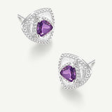 Trinity Textured Silver Earrings in Created Amethyst