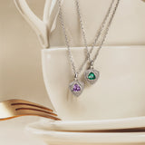 Trinity Textured Silver Necklace in Created Amethyst