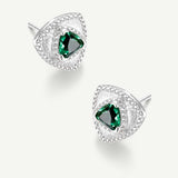 Trinity Textured Silver Earrings in Created Emerald