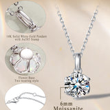 FANCIME „Everbloom“ Anhänger aus 14-karätigem Weißgold mit Moissanit-Geburtsstein und Sterlingsilberkette
