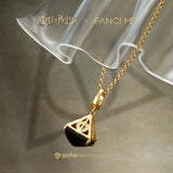 Harry Potter x FANCIME Deathly Hallows Silver Necklace, Obsidian