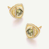 Trinity Textured Silver Earrings in Created Peridot
