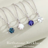 FANCIME „Everbloom“ Halskette mit Anhänger aus 14 Karat massivem Weißgold und Geburtsstein Opal (Oktober) mit Kette aus Sterlingsilber