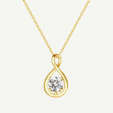 "Infinite Embrace" April Geburtsstein Zirkonia Unendlichkeitssymbol Sterling Silber Anhänger Halskette - Gold