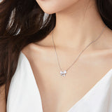 FANCIME „Crystal Bow“ Schmetterlingsschleifen-Halskette aus Sterlingsilber