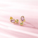 Secret Garden Amethyst & Peridot Geburtsstein Silberohrringe