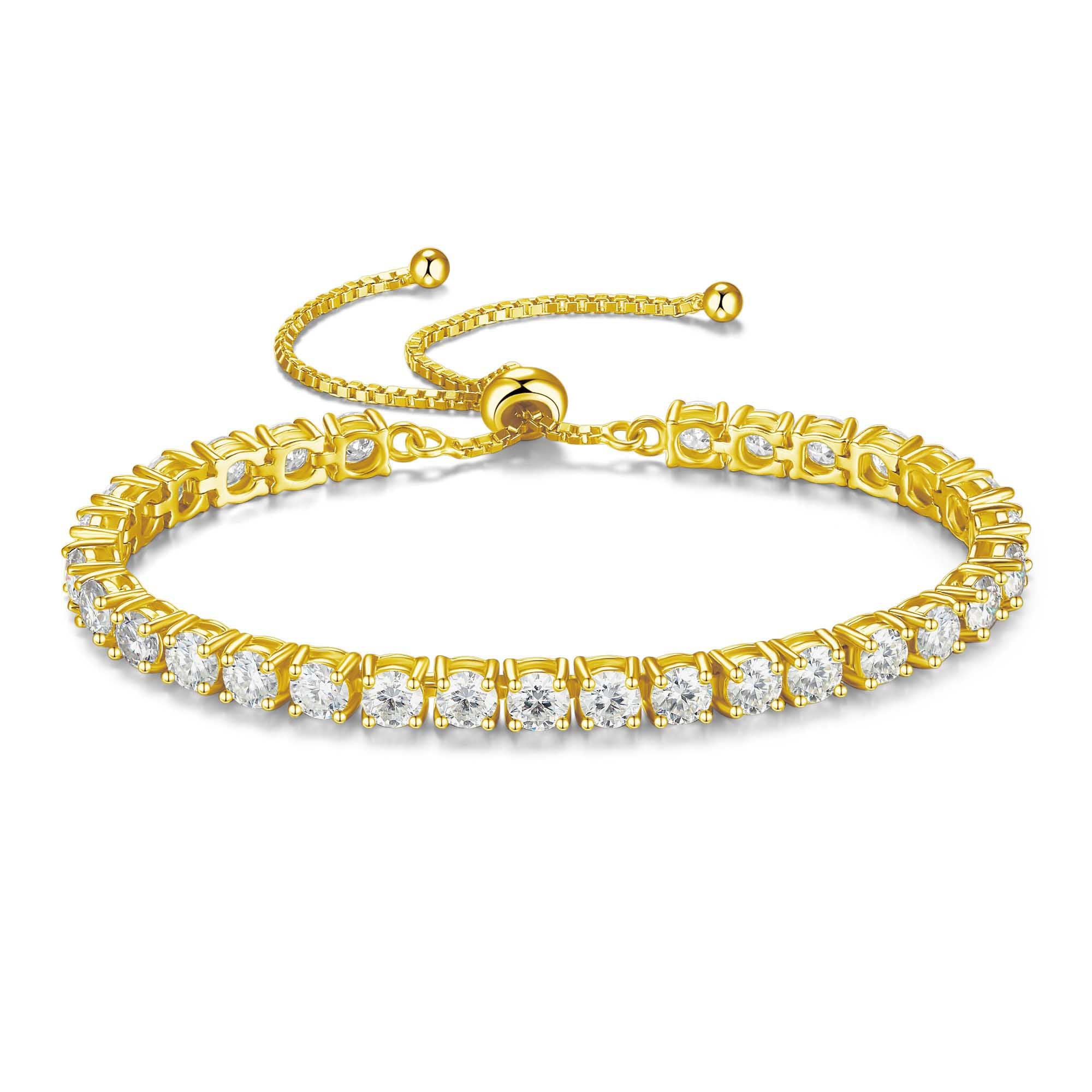 FANCIME „The One“ Moissanit-Bolo-Tennisarmband aus Sterlingsilber 