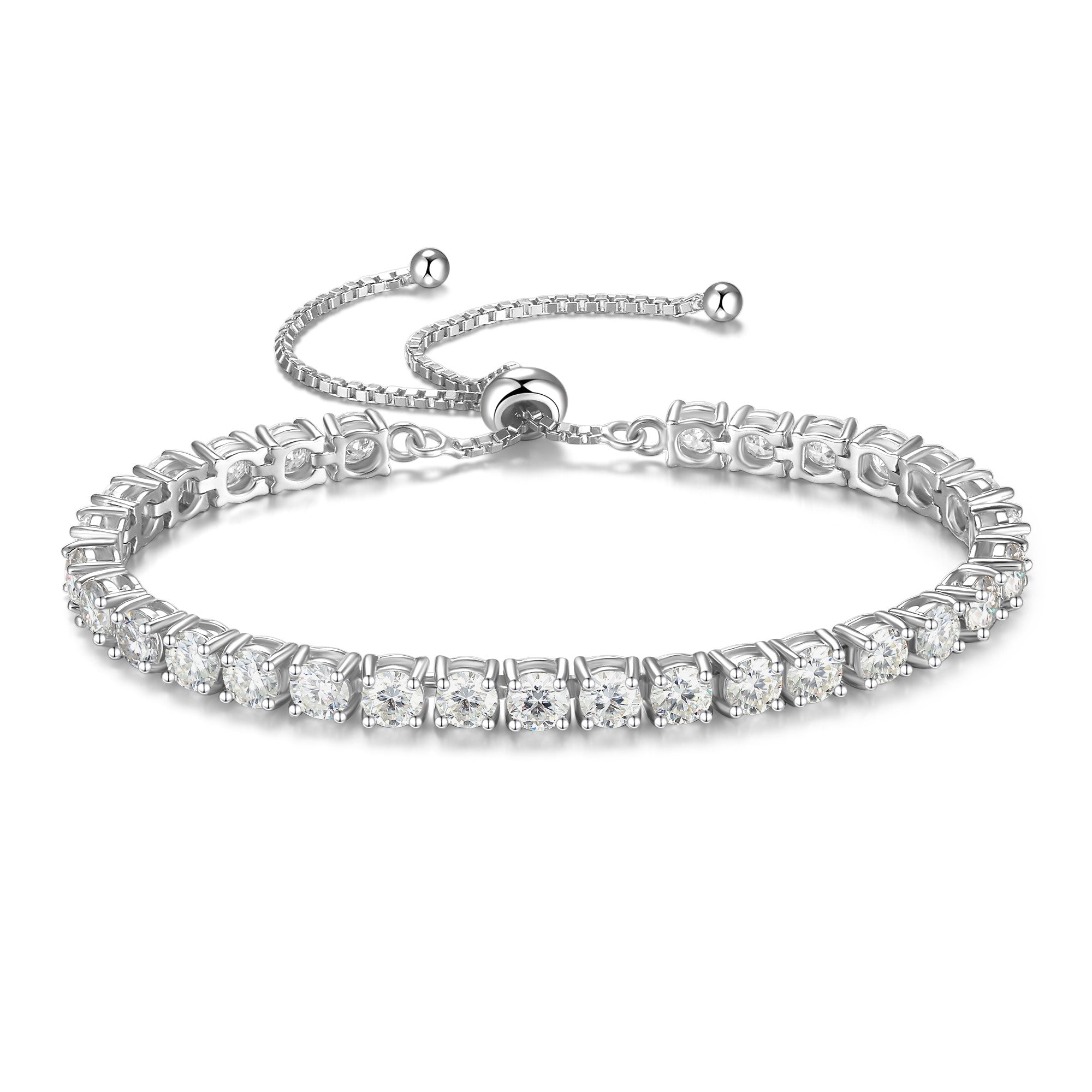FANCIME „The One“ Moissanit-Bolo-Tennisarmband aus Sterlingsilber 