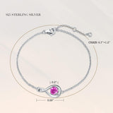 Armband aus Sterlingsilber mit dem Geburtsstein „Unendliche Umarmung“: Rosa Turmalin, Unendlichkeitssymbol für Oktober