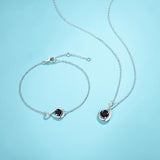 "Infinite Embrace" Black Onyx Stone Infinity Symbol Sterling Silver Bracelet