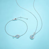 "Infinite Embrace" Geburtsstein März Aquamarin Unendlichkeits-Symbol Sterlingsilber Anhänger Halskette - Silber