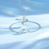 "Unendliche Umarmung" Geburtsstein Juni Mondstein Unendlichkeitszeichen Sterling Silber Anhänger Halskette - Silber