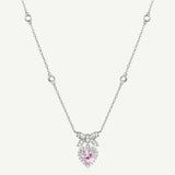 FANCIME "Heart Kiss" Sugar Bow and Heart CZ Sterling Silver Necklace
