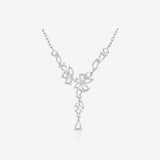 FANCIME “Bouquet de Glycine” Collier en Y en Argent Sterling Fleurs à Pendentif