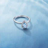 Anneau en Argent avec Pierre de Naissance Ocean Eye en Aigue-Marine